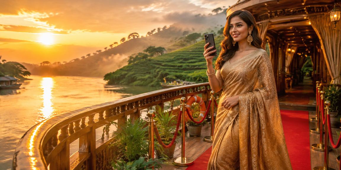 বগুড়ার চা বাগানে বসে মোবাইলে sona103 ব্যবহার করছেন একজন ব্যবহারকারী
